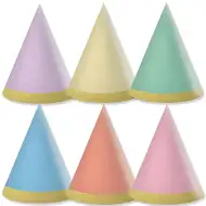Pastelové mini párty klobúky, sada 6 ks