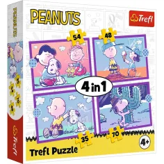 Peanuts Snoopy – Deň psa, 4 v 1 puzzle, 35/48/54/70 dielikov - Trefl
