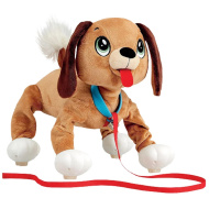 Peppy Pups: Hnedý plyšový pes s vodítkom, 28 cm