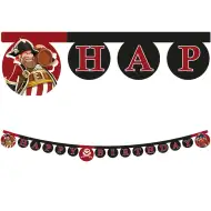 Pirátska narodeninová párty banner s nápisom „Happy Birthday“