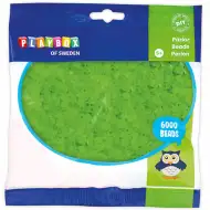 PlayBox: 5mm MIDI priehľadné žehliace korálky v zelenej farbe, balenie 6000 ks.