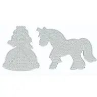 PlayBox: 9 mm zažehľovacie korálky základňa s tvarom jednorožca a princeznej, 2 ks