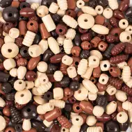 PlayBox: Drevené korálky v prírodných farbách, balenie 250 g
