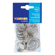 PlayBox: Kovové kľúčenky v troch veľkostiach, balenie 30 kusov.