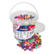 PlayBox: Plastové variteľné korálky v kovovej farbe, vedro s 1000 kusmi.