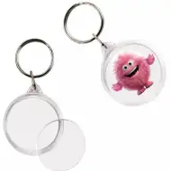 PlayBox: Priehľadný okrúhly prívesok na kľúče s priemerom 5 cm, 1 ks