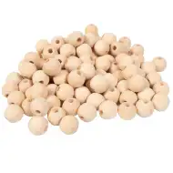 PlayBox: Prírodné drevené korálky 15mm veľkosti, balenie 100 kusov