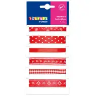 PlayBox: Sada červených saténových stúh s rôznymi vzormi, 6 kusov, 1 m