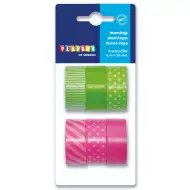 PlayBox: Sada dekoračných lepiacich pásiok v zelenej a ružovej farbe, 6 kusov.