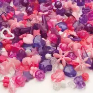 PlayBox: Sada variteľných plastových korálok, 1000 ks, v ružovej a fialovej farbe.