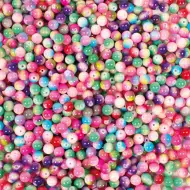 Playbox: Sada farebných melírovaných sklenených korálikov na navliekanie – Ø 8 mm, balenie 250 ks