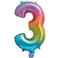 Počet fóliových balónov v kovovej dúhovej farbe – číslo 3, 34 cm