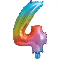 Počet fóliových balónov v kovovej dúhovej farbe – číslo 4, 34 cm