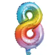 Početné fóliové balóniky v kovovej dúhovej farbe – číslo 8, 34 cm