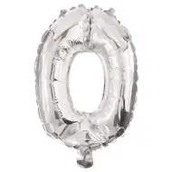 Početné fóliové balóny striebornej farby – číslo 0, 86 cm