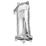 Početné fóliové balóny striebornej farby – číslo 1, 32 cm