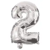 Početné fóliové balóny striebornej farby – číslo 2, 86 cm
