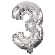 Početné fóliové balóny striebornej farby – číslo 3, 86 cm