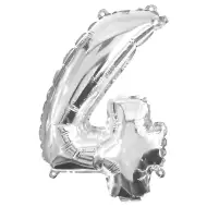 Početné fóliové balóny striebornej farby – číslo 4, 32 cm