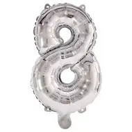Početné fóliové balóny striebornej farby – číslo 8, 86 cm