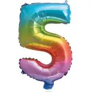 Početné fóliové balóny v kovovej dúhovej farbe – číslo 5, 34 cm