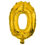 Početné fóliové balóny v zlatej farbe – číslo 0, 32 cm