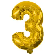 Početné fóliové balóny v zlatej farbe – číslo 3, 32 cm