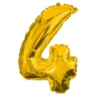 Početné fóliové balóny v zlatej farbe – číslo 4, 32 cm