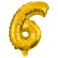 Početné fóliové balóny v zlatej farbe – číslo 6, 32 cm