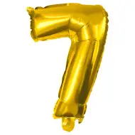 Početné fóliové balóny v zlatej farbe – číslo 7, 32 cm