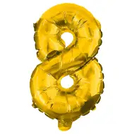 Početné fóliové balóny v zlatej farbe – číslo 8, 32 cm