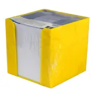 Poznámkový blok v žltom držiaku, 750 listov, 9x9x9 cm