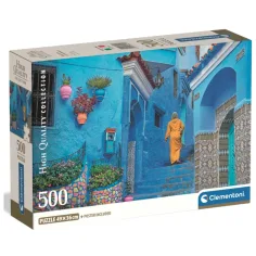 Puzzle 500 dielikov – Modrá ulica v Chefchaouene