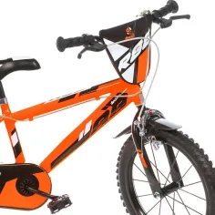 R88 16” detský bicykel s držiakom na fľašu a bočnými kolieskami v oranžovo-čiernej farbe – bicykel Dino Bikes obrázok 3