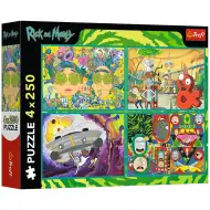 Rick a Morty: Šialené dobrodružstvá 4x250-dielne puzzle - Trefl
