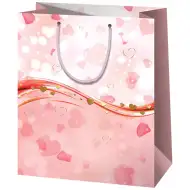 Ružová srdiečková normálnej veľkosti exkluzívna darčeková taška 11x6x14cm
