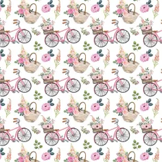 Ružový baliaci papier s motívom bicyklov 100 × 70 cm