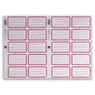 Sada štítkov na zošity s červeným rámom, 20 ks