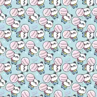 Sladká panda s lízatkom, modrý baliaci papier, 100x70 cm