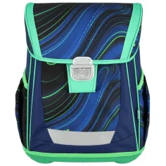 Spirit: Blue Stripes modro-zelené pruhy na čiernom podklade školská taška, batoh 4-dielna súprava 41x20x32cm obrázok 2
