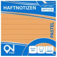 Spirit: Linajkový pastelovo oranžový 100-listový samolepiaci poznámkový blok 75x75mm