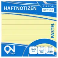 Spirit: Linajkový pastelovo žltý 100-listový samolepiaci poznámkový blok 75x75mm