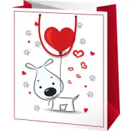 Srdiečkový balónikový pes vzor stredná darčeková taška 18x10x23cm