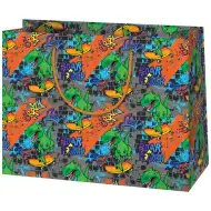 Stredne veľká darčeková taška s T-Rexom na skateboarde 18x10x23cm