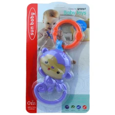 Sun Baby: Veselá fialová opica bábika s chrastítkom obrázok 4