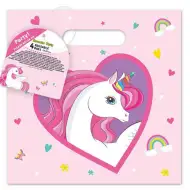 Súprava 4 opakovane použiteľných darčekových tašiek s motívom jednorožca
