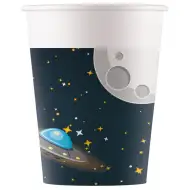 Súprava papierových pohárov s motívom mesiaca a lietajúceho taniera, 8 ks, 200 ml