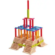 Drevená stavebnica - mix farebných a prírodných tehličiek - 200ks - Woodyland