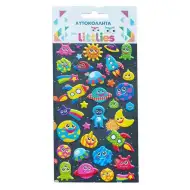 The Littlies: Vesmírna loď vzorovaná 3D nafukovacia nálepka sada 10x22cm rozmer