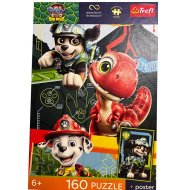Tlapková patrola – Dinofilm, 160-dielové UFT puzzle s plagátom - Trefl